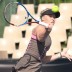 Sophie Letcher launches herself into a forehand on day 1 of the 2010 Optus 18s Australian Championships at Melbourne Park. JASON RETCHFORD