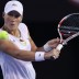 Sam Stosur plays a backhand in her third round loss at Australian Open 2011.