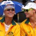 Fed Cup or funny hat day? A bit of both for Rennae Stubbs and Sam Stosur. Getty Images