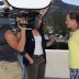 Sam Stosur chats to a TV interviewer in Indian Wells. GETTY IMAGES