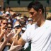 Bernard Tomic thanks the Aussie fans after his fourth round win at Wimbledon 2011. Getty Images