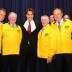 Former world number one tennis players (l to r:) Lleyton Hewitt, Frank Sedgman, Roger Federer, Ken Rosewall, John Newcombe and Pat Rafter appear on stage during the official dinner ahead of the Davis Cup World Group Playoff tie between Australia and Switzerland. Getty Images