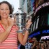 U.S. Open Champion Sam Stosur celebrates with her new trophy in Times Square. Getty Images
