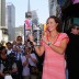 Australian tennis player Sam Stosur with her US Open trophy in Times Square. Getty Images