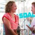 Sam Stosur talks to Grant Denyer at Times Square New York. Photo: Mark Riedy.