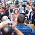 Sam Stosur is mobbed by fans at Times Square in New York. Photo: Mark Riedy