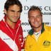 Roger Federer and Lleyton Hewitt, Sydney. GETTY IMAGES