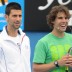 Novak Djokovic and Rafael Nadal take part in an exhibition match at MLC Kids Tennis Day. BEN SOLOMON