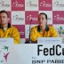 Team captain Dave Taylor and Jarmila Gajdosova face the media following Gajdosova's loss in the second rubber. FRESHFOCUS