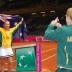 Jelena Dokic (left) celebrates the moment. TENNIS AUSTRALIA