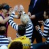 Sam Stosur celebrates with her Aussie teammates after winning against Andrea Petkovic; Getty Images