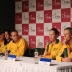 The Australian team at the pre-tie media conference - (L-R) Casey Dellacqua, Jarmila Gajdosova, captain David Taylor, Sam Stosur and Olivia Rogowska; Tennis Australia