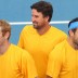 Chris Guccione, Pat Rafter and Marinko Matosevic at the Davis Cup in Brisbane, Australia v Korea, Queensland Tennis Centre: Getty Images