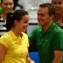 Jarmila Gajdosova celebrates with Australian captain David Taylor after defeating Julia Goerges on Day 1 of the Fed Cup World Group Play-off tie between Germany and Australia at Porsche Arena in Stuttgart, Germany; Getty Images