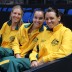 (L-R) Olivia Rogowska, Jarmila Gajdosova and Casey Dellacqua support teammate Sam Stosur from the sidelines in Stuttgart; Tennis Australia