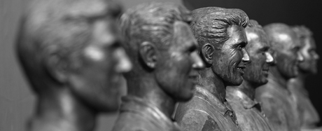 Australian Tennis Hall of Fame busts in Garden Square, Melbourne Park. GETTY IMAGES