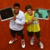 Nick Kyrgios (L) and Andrew Harris of Australia pose with their trophies after winning their boys doubles final against Adam Pavlasek and Vaclav Safranek of the Czech Republic at the French Open; Getty Images