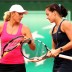 Aussie 14th seeds Anastasia Rodionova (L) and Jarmila Gajdosova in action in the women's doubles competition at Roland Garros; Getty Images