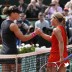 Australia's Samantha Stosur (L) shakes hands with Slovakia's Dominika Cibulkova after winning their Women's Singles Quaterfinal match of the French Open at Roland Garros on June 5, 2012 in Paris; Getty Images