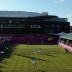 Stosur and Dellacqua's first round opponents were No.8 seeded Spaniards Nuria Llagostera Vives (serving) and Maria Jose Martinez Sanchez; Getty Images