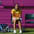 Jarmila Gajdosova takes a break during practice at the All England Lawn Tennis Club in Wimbledon ahead of the London 2012 Games; Getty Images