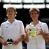 Although Luke Saville (L) fought hard, Filip Peliwo proved too strong throughout his 7-5 6-4 win in the boys' singles final at Wimbledon. Peliwo had lost the Australian and French Open finals - his Australian defeat coming at the hands of Saville - before capturing his first junior crown; Getty Images