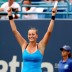 NEW HAVEN, CT - AUGUST 25:  Petra Kvitova of the Czech Republic celebrates match point against Maria Kirilenko of Russia during the final of the New Haven Open at Yale at the Connecticut Tennis Center at Yale on August 25, 2012 in New Haven, Connecticut.  (Photo by Matthew Stockman/Getty Images)
