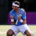 Juan Martin Del Potro of Argentina celebrates after defeating Novak Djokovic of Serbia for the bronze medal in the men's singles tennis event at the London 2012 Olympic Games; Getty Images
