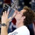 Andy Murray kisses the US Open championship trophy after defeating Novak Djokovic in the men's singles final on Day 15 of the 2012 US Open; Getty Images