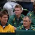 The Australian Davis Cup team watches from the sidelines. TENNIS AUSTRALIA