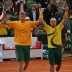Take a bow: Chris Guccione (left) and Lleyton Hewitt after winning the doubles rubber. TENNIS AUSTRALIA
