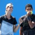 Thanasi Kokkinakis of Australia talks tactics with Nick Kyrgios of Australia in their first round doubles match against Anton Desyatnik of Russia and Fedor Andrienko of Russia during the 2013 Australian Open Junior Championships at Melbourne Park on January 20, 2013 in Melbourne, Australia; Getty Images Thanasi Kokkinakis and Nick Kyrgios - 2013 Australian Open Junior Championships