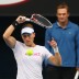 Samantha Stosur of Australia plays a forehand as her coach David Taylor looks on during a practice session ahead of the 2013 Australian Open at Melbourne Park on January 13, 2013 in Melbourne, Australia; Getty Images