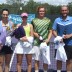 (L-R) City of Ipswich Tennis International women's champion Jelena Panzic, runner up Storm Sanders, men's finalist Jonathon Cooper and winner Colin Ebelthite pose at the trophy presentation; Tennis Australia