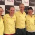 Australia's Fed Cup team of (L-R) Ash Barty, Sam Stosur, captain Alicia Molik, Casey Dellacqua and Jarmila Gajdosova don new team outfits at a pre-tie press conference in Chiasso, Switzerland; Tennis Australia