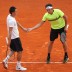 Milos Raonic (R) and Bernard Tomic celebrate a point against Bob Bryan and Mike Bryan in their doubles semifinal at the ATP Monte Carlo Masters; Getty Images Bernard Tomic and Milos Raonic