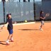 Rinky Hijikata (L), selected to represent Australia at the Longines Future Aces tournament during the French Open, hits with last year's winner Destanee Aiava at the National Tennis Centre clay courts at Melbourne Park; Tennis Australia