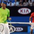 Rafael Nadal celebrates winning a point in his semifinal match against Roger Federer at Australian Open 2012; Getty Images