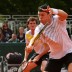 John Peers of Australia plays a backhand volley alongside British partner Jamie Murray in their first round doubles win over Julian Knowle of Austria and Filip Polasek of Slovakia on Day 4 of the French Open; Getty Images