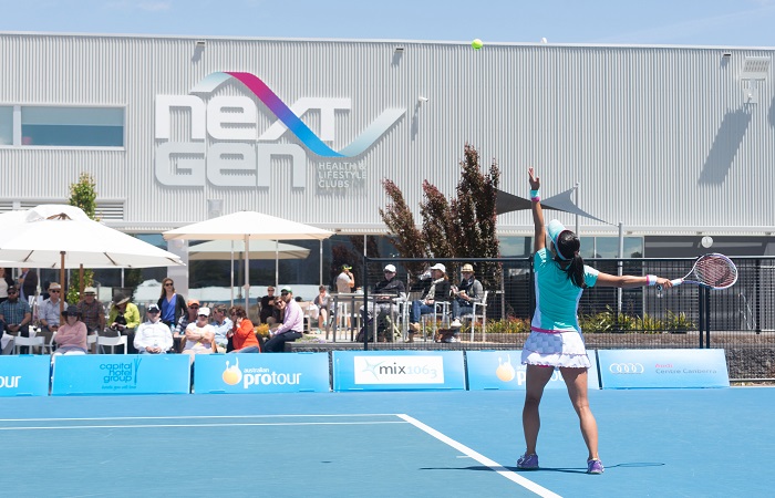 RISA OZAKI (JPN) in action during the Women's Singles Final on day nine of the Apis Canberra International. Match was played at the Canberra Tennis Centre in Lyneham, Canberra, ACT on Sunday 6 November 2016. Photo by: Ben Southall.