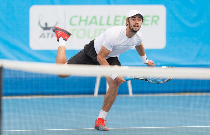 JORDAN THOMPSON (AUS) in action during day four of the Apis Canberra International. Match was played at the Canberra Tennis Centre in Lyneham, Canberra, ACT on Tuesday 1 November 2016. Photo by: Ben Southall.