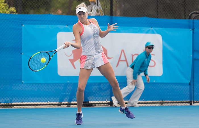 Kaitlin Staines (AUS) in action during Women's Qualifying on Day two of the Apis Canberra International #ApisCBRINTL. Match was played at Canberra Tennis Centre in Lyneham, Canberra, ACT on Sunday 29 October 2017. Photo: Ben Southall. #Tennis #Canberra