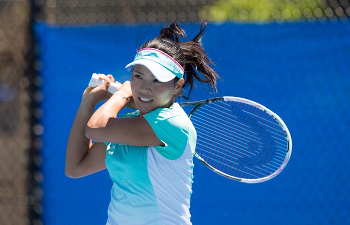 RISA OZAKI (JPN) in action during day five of the Apis Canberra International. Match was played at the Canberra Tennis Centre in Lyneham, Canberra, ACT on Wednesday 2 November 2016. Photo by: Ben Southall.