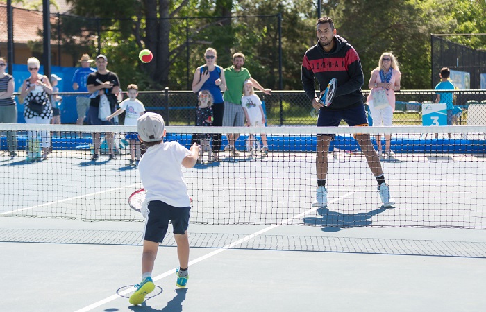 Nick Kyrgios at the kids day event during Day eight of the Apis Canberra International #ApisCBRINTL. The event was held at the Canberra Tennis Centre in Lyneham, Canberra, ACT on Saturday 3 November 2018. Photo: Ben Southall. #Tennis #Canberra