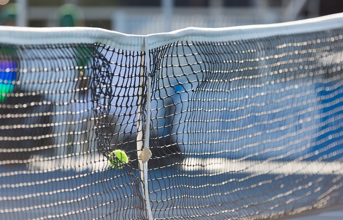 Ball crashes into net during day two of the East Hotel Canberra Challenger 2019 #EastCBRCH. Match was played at Canberra Tennis Centre in Lyneham, Canberra, ACT on Monday 7 January 2019. Photo: Ben Southall. #Tennis #Canberra