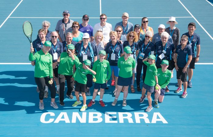 Volunteers, ball kids and staff photo on day three of the East Hotel Canberra Challenger 2019 #EastCBRCH. Match was played at Canberra Tennis Centre in Lyneham, Canberra, ACT on Tuesday 8 January 2019. Photo: Ben Southall. #Tennis #Canberra