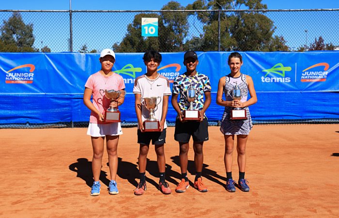 12U & 14U AUSTRALIAN CLAYCOURT CHAMPIONSHIPS 2024 April 21: Award ceremony 2024 12U and 14U Australian Claycourt Championships at Tennis World in Lyneham, Canberra on Sunday, April 21, 2024. Photo by TENNIS AUSTRALIA/ ANASTASIA KACHALKOVA