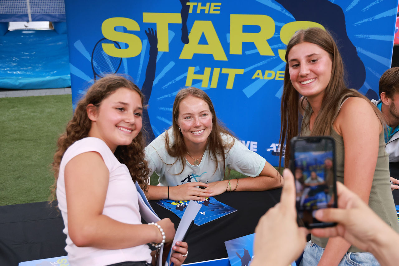 January 5: Olivia Gadecki (AUS) poses at a player appearance & signing in Rundle Mall before the Adelaide International at The Drive on Sunday, January 5, 2025. Photo by TENNIS AUSTRALIA/ JAMES ELSBY