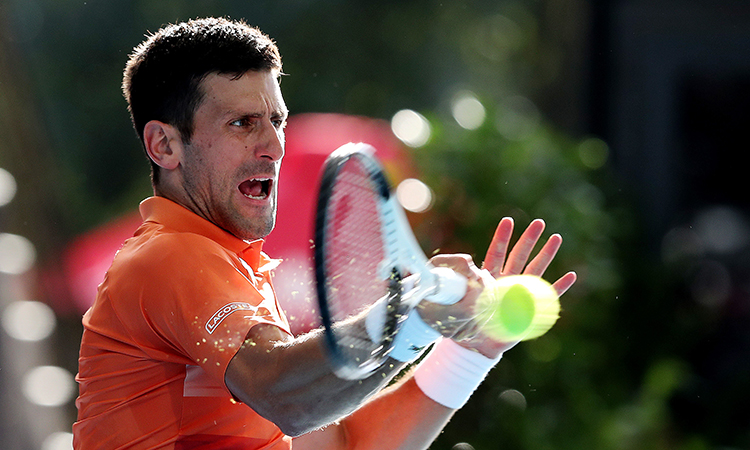 ADELAIDE, AUSTRALIA - JANUARY 08:  Novak Djokovic of Serbia competes against Sebastian Korda of the USA during day eight of the 2023 Adelaide International at Memorial Drive on January 08, 2023 in Adelaide, Australia. (Photo by Sarah Reed/Getty Images)