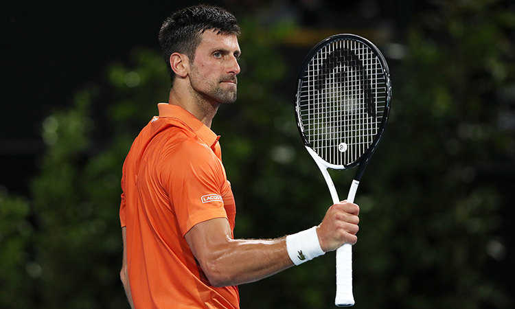 ADELAIDE, AUSTRALIA - JANUARY 07:  Novak Djokovic of Serbia competes against Daniil Medvedev during day seven of the 2023 Adelaide International at Memorial Drive on January 07, 2023 in Adelaide, Australia. (Photo by Sarah Reed/Getty Images)